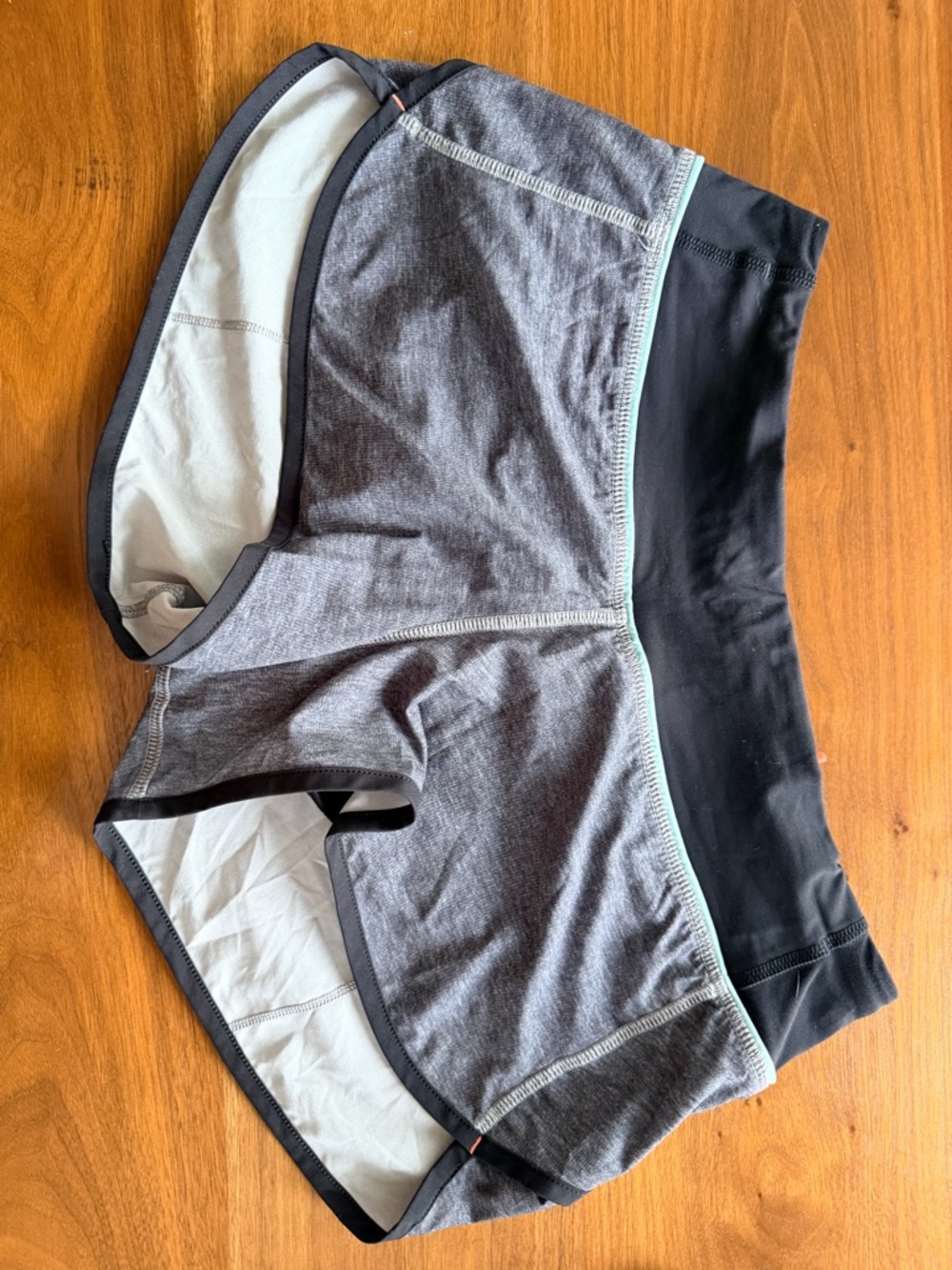 Lululemon speed short in grey with coral accents, size 4